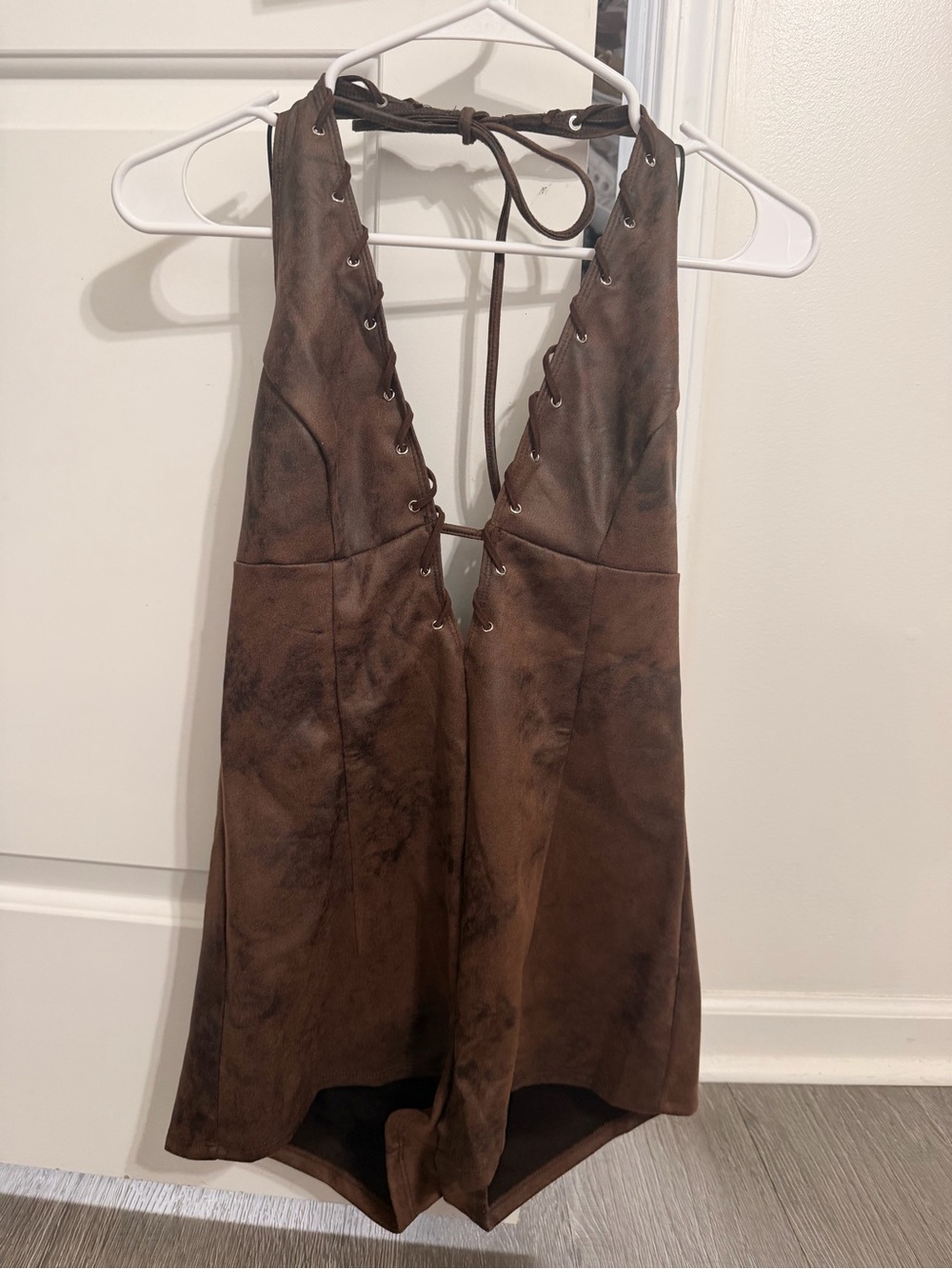 Windsor Lace-Up Halter Romper Top